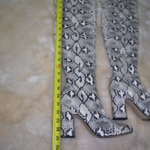 Unisa Thigh High Snake Skin Boots Size 7.5 Chunky Block Heel Over the Knee - Picture 6 of 9